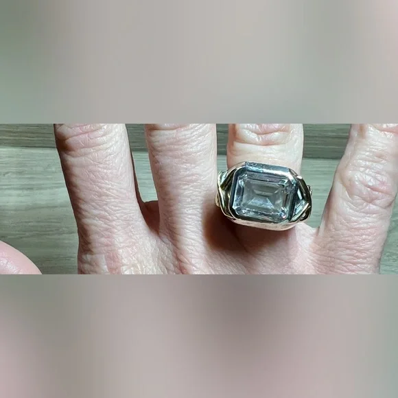 Vintage Designer KRYPELL Sterling Silver & Gold "X" CZ Dome Ring, Size 5.5 - Picture 10 of 13